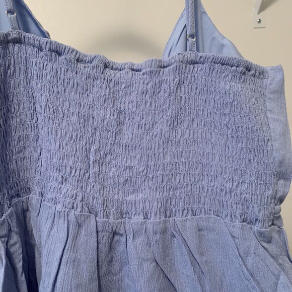 Love Tree Woven Solid Cami Cutout Smocked Peplum Dress-SMALL - Picture 5 of 6